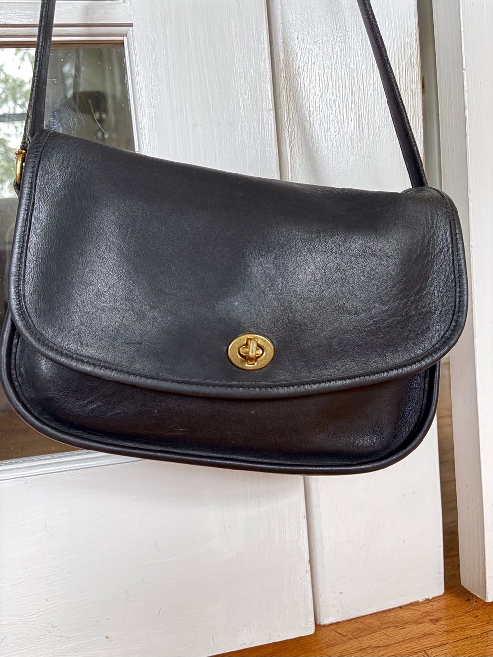 Vintage Coach Classic City Bag Black Leather 9790